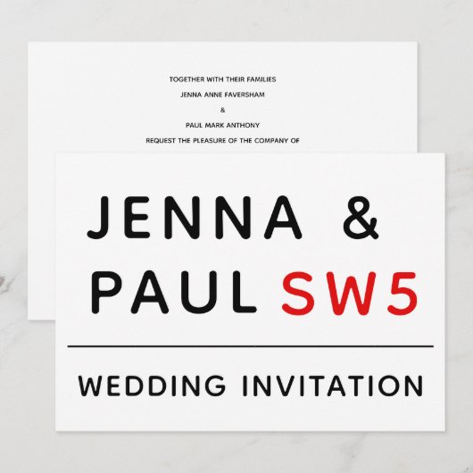 BORD OP DE LONDENSE STRAAT | HUWELIJKSUITNODIGING SAVE THE DATE (Voorkant / Achterkant)