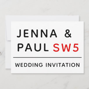BORD OP DE LONDENSE STRAAT   HUWELIJKSUITNODIGING SAVE THE DATE