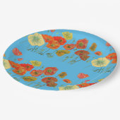 Bord Oranje blauw blauw bladerbloempatroon (Gekanteld)