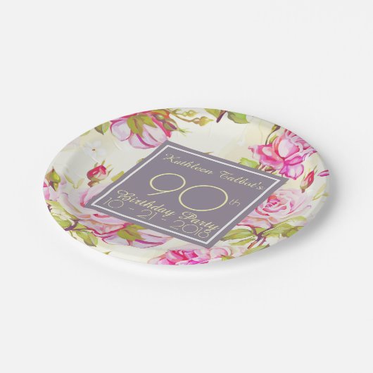 Bord oud Roos 90e verjaardag  (Gekanteld)