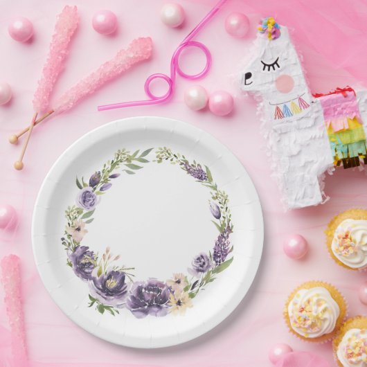 Bord Paars Floral Paper (Feest)