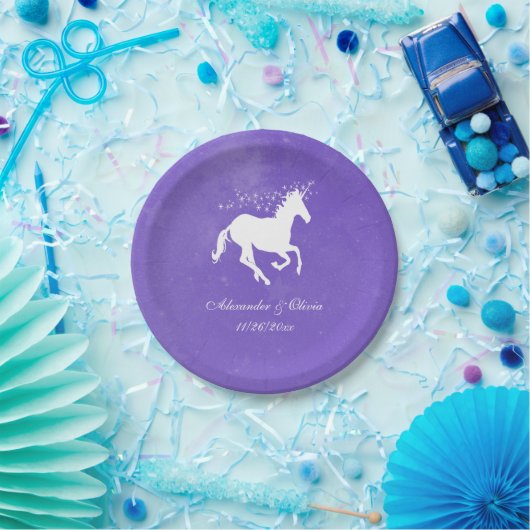 Bord Paars Unicorn Wedding Paper (Feest)