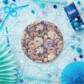  bord paarse beige taupe perzikbloemen (Feest)