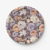bord paarse beige taupe perzikbloemen