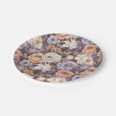  bord paarse beige taupe perzikbloemen (Gekanteld)