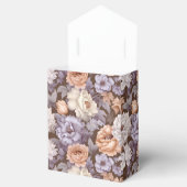  bord paarse beige taupe perzikbloemen bedankdoosjes (Geopend)