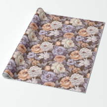 bord paarse beige taupe perzikbloemen