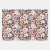  bord paarse beige taupe perzikbloemen inpakpapier vel (Voorkant)