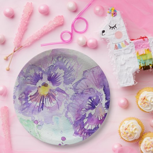 Bord Paarse Pansy Flower Pattern (Feest)