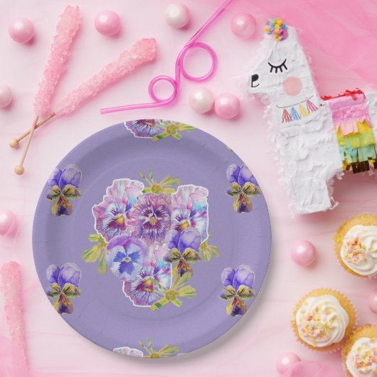 Bord Paarse Pansy Flower Pattern (Feest)