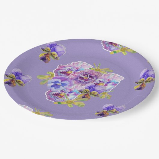 Bord Paarse Pansy Flower Pattern (Gekanteld)