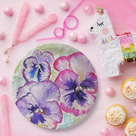 Bord Paarse Pansy Flower Pattern (Feest)