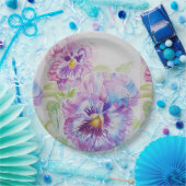 Bord Paarse Pansy Flowers Pattern Paper (Feest)