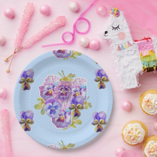Bord Paarse Pansy punt Flowers Pattern (Feest)