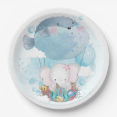 Bord PAPIER : BABY ELEPHANT & PUFFER FISH BALLOON (Voorkant)