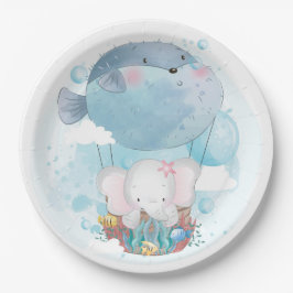 Bord PAPIER : BABY ELEPHANT & PUFFER FISH BALLOON