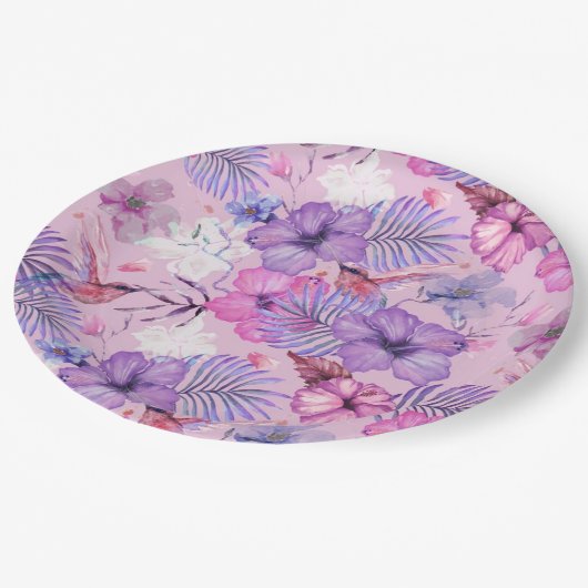 Bord PAPIER : WATERVERF HIBISCUS & HUMMINGBIRDS (Gekanteld)