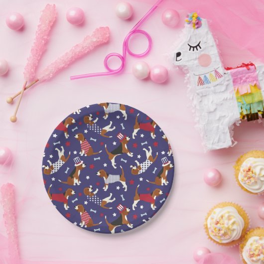Bord Patriottisch beagle Dog Pattern Paper (Feest)