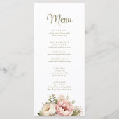 Bord Peach en Blush Pink Floral Wedding Menu Kaart (Voorkant)