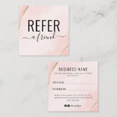 Bord Peachy Pink and Gold Waterverf Referral Kaart Vierkante Visitekaartje (Voorkant / Achterkant)