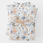 Bord Perzik Blush Blauwe Vogel Inpakpapier Vel (In situ)