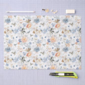 Bord Perzik Blush Blauwe Vogel Tissuepapier (Craft)