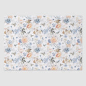 Bord Perzik Blush Blauwe Vogel Tissuepapier (Voorkant)