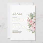 Bord Perzik en Blush Bloemen Bruiloft Details Kaar Kaart (Voorkant)