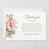 Bord Perzik en Blush Roze Bloemen Bruiloft Bedankkaart (Achterkant)
