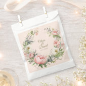 Bord Perzik en Blush Roze Bloemen Bruiloft Bedankzakje (Geknipt)