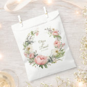 Bord Perzik en Blush Roze Bloemen Bruiloft Bedankzakje (Geknipt)