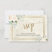 Bord Perzik of witte rozen Elegant Boho Weddenscha RSVP Kaartje (Voorkant)