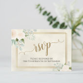 Bord Perzik of witte rozen Elegant Boho Weddenscha RSVP Kaartje (Staand voorkant)