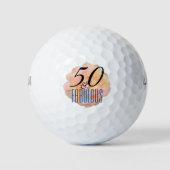 Bord Perzik Roos 50 en Fabulous Birthday Golfballen (Voorkant)