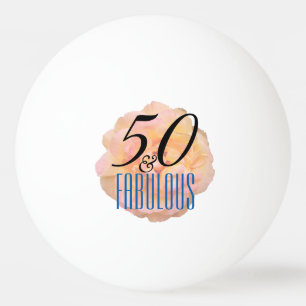 Bord Perzik Roos 50 en Fabulous Birthday Pingpongbal