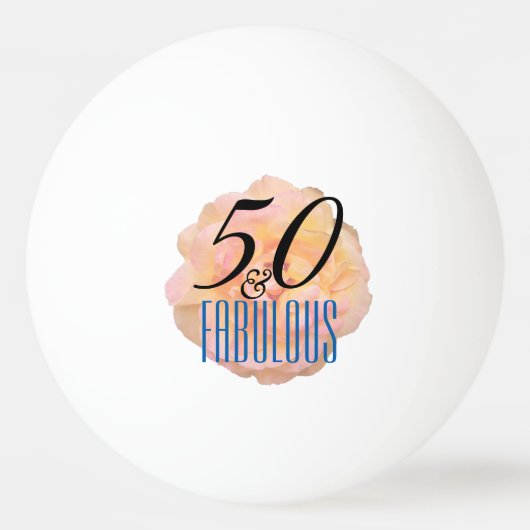 Bord Perzik Roos 50 en Fabulous Birthday Pingpongbal (Voorkant)