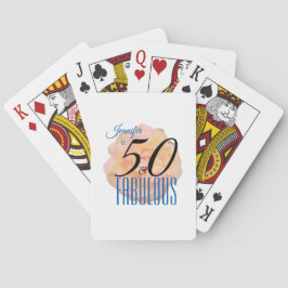 Bord Perzik Roos 50 en Fabulous Birthday Pokerkaarten