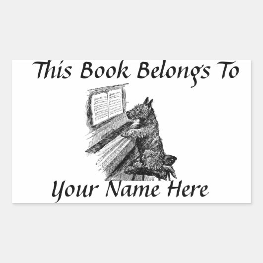 Bord  pop en piano Book Name Rechthoekige Sticker (Voorkant)