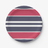 Bord Preppy Red, White en Blue Stripe Paper (Voorkant)