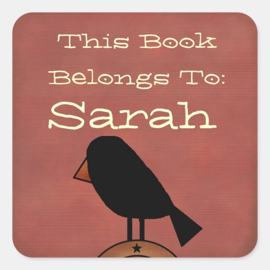 Bord primitief boek vierkante sticker (Voorkant)
