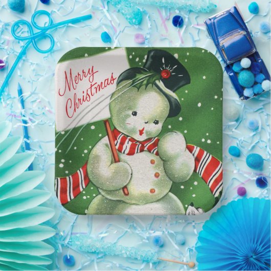 bord  retro sneeuwman kerstfeest (Feest)