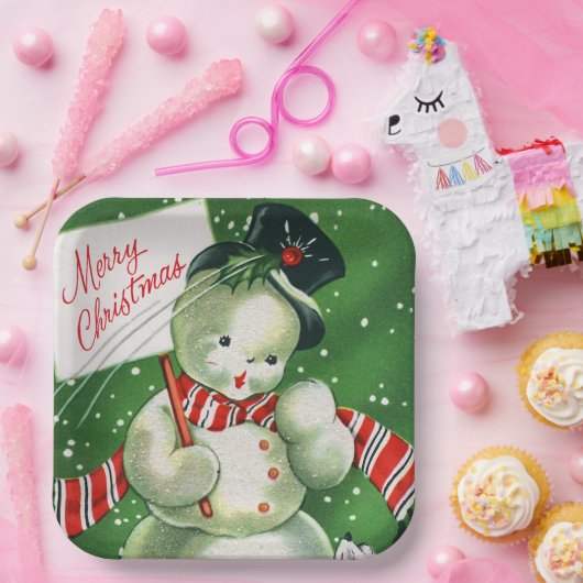 bord  retro sneeuwman kerstfeest (Feest)