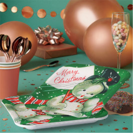 bord  retro sneeuwman kerstfeest