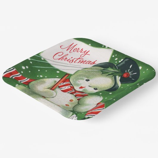 bord  retro sneeuwman kerstfeest (Gebogen)