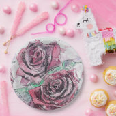 Bord rode roze bloemflessenpapier (Feest)