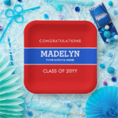 Bord rood en blauw aangepast Afstuderen (Feest)