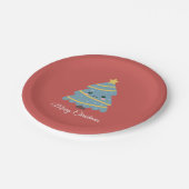 Bord rood papier met kerstboom in Kawaii (Gekanteld)