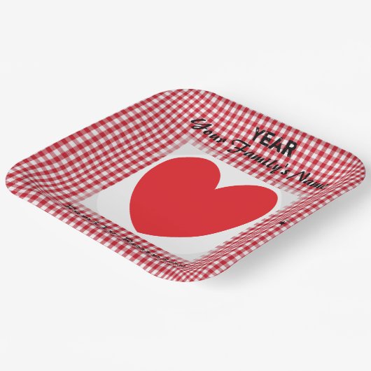 Bord rood/wit gingham hartpapier HAMbyWG (Gebogen)