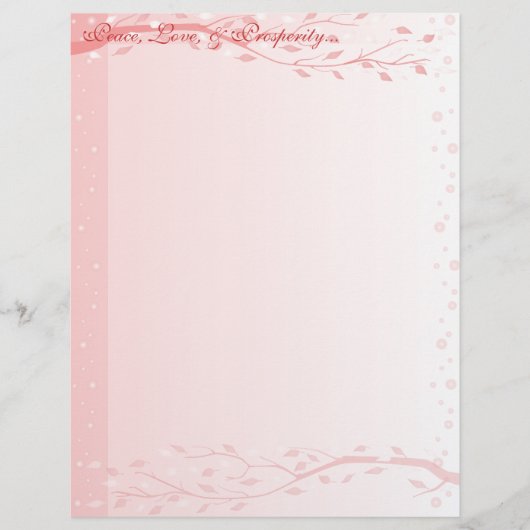 Bord Roze Bladtakken Letterkop (Voorkant)