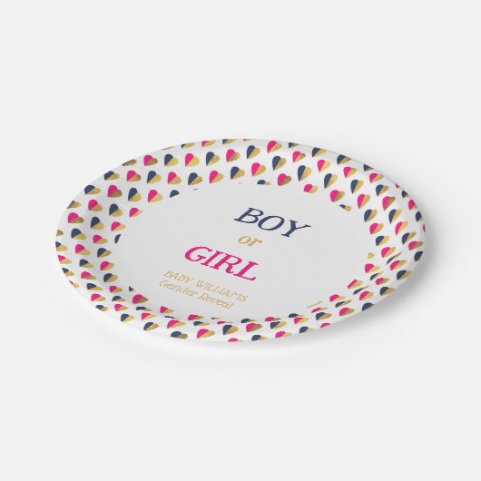 Bord Roze blauw hartenpapier (Gekanteld)